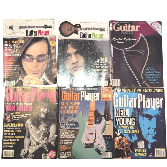 Other - Guitar Player Magazine Lot 6 Issues Van Halen Neil Young Slash Steve Vai Rock‎